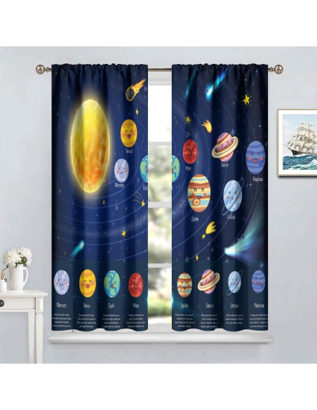 Cortinas Opacas Infantil Espacio 2 Paneles 53.5x114cm Cortinas Opacas Infantil Espacio 2 Paneles 53.5x114cm