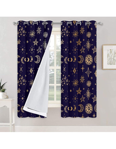 Cortinas Blackout Llylumty Estrellas 66x214cm 2 Paneles