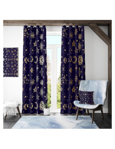 Cortinas Opacas Llylumty Estrellas y Luna 70x160cm
