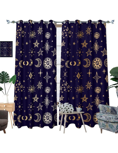 Cortinas Opacas Llylumty Estrellas y Luna 70x160cm Cortinas Opacas Llylumty Estrellas y Luna 70x160cm