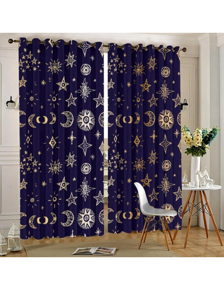 Cortinas Opacas Llylumty Estrellas y Luna 70x160cm Cortinas Opacas Llylumty Estrellas y Luna 70x160cm