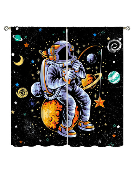 Cortinas Blackout Llylumty Astronautas 53.5x160cm Juego de 2 Cortinas Blackout Llylumty Astronautas 53.5x160cm Juego de 2