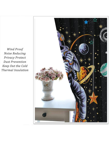 Cortinas Blackout Llylumty Astronautas 53.5x160cm Juego de 2