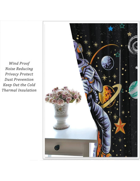 Cortinas Blackout Llylumty Astronautas 53.5x160cm Juego de 2 Cortinas Blackout Llylumty Astronautas 53.5x160cm Juego de 2