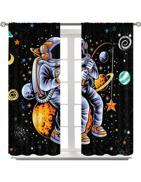 Cortinas Blackout Llylumty Astronautas 53.5x160cm Juego de 2 Cortinas Blackout Llylumty Astronautas 53.5x160cm Juego de 2