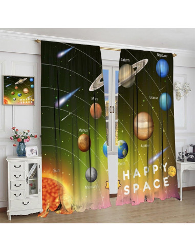 Cortinas Blackout Infantil Llylumty Galaxia 107x214cm 2 Paneles
