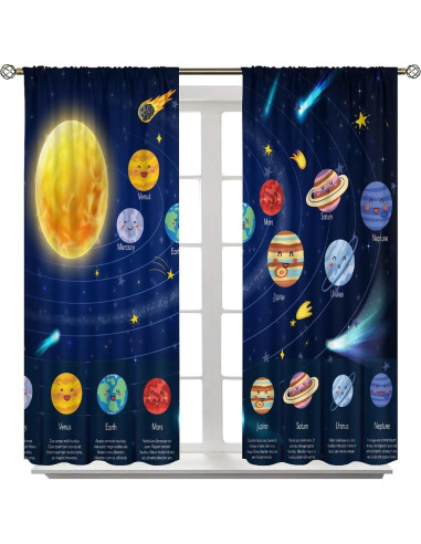 Cortinas Opacas Infantil Llylumty Espacio 2 Paneles 53.5x137cm