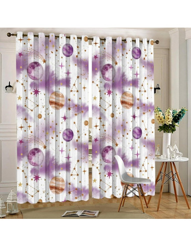 Cortinas Blackout Llylumty Estrellas Rosa 42x114cm 2 Paneles