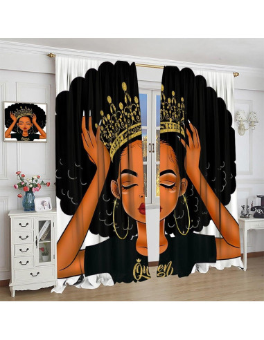 Cortinas Opacas SXXLDNG para Niña Negra 2 Paneles 53x137 cm