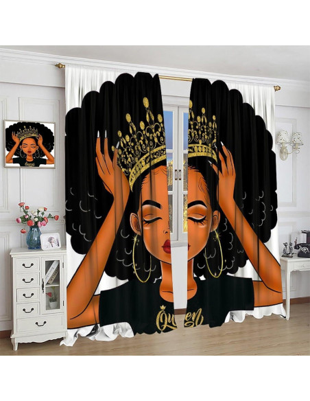Cortinas de Princesa Afro SXXLDNG 2 Paneles 66x213 cm Cortinas de Princesa Afro SXXLDNG 2 Paneles 66x213 cm