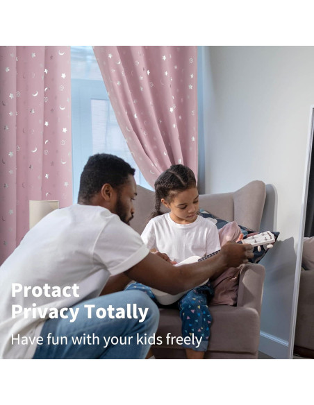 Cortinas Opacas BGment Rosadas 42x63 cm Estrellas y Luna Cortinas Opacas BGment Rosadas 42x63 cm Estrellas y Luna