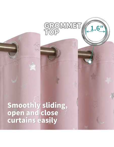 Cortinas Opacas BGment Rosadas 42x63 cm Estrellas y Luna Cortinas Opacas BGment Rosadas 42x63 cm Estrellas y Luna