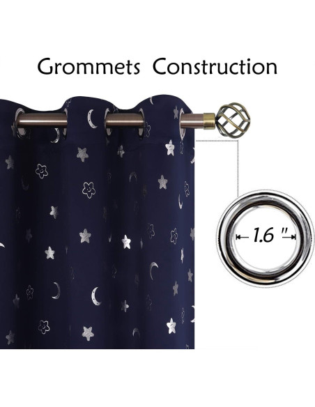 Cortinas Opacas BGment Navy 42x63 cm Estrellas y Luna Cortinas Opacas BGment Navy 42x63 cm Estrellas y Luna
