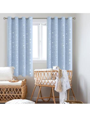 Cortinas Opacas BGment 2 Paneles Estrellas y Luna 132x160cm