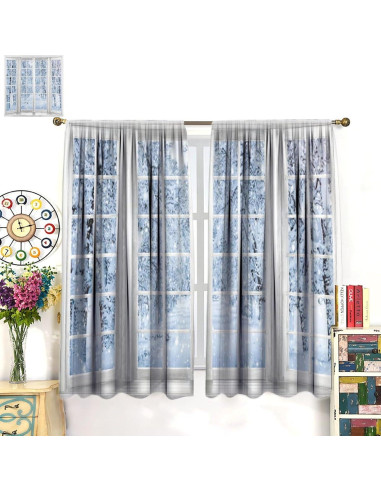 Cortinas de Ventana ShiTingYu 63x72 cm Paisaje Invierno