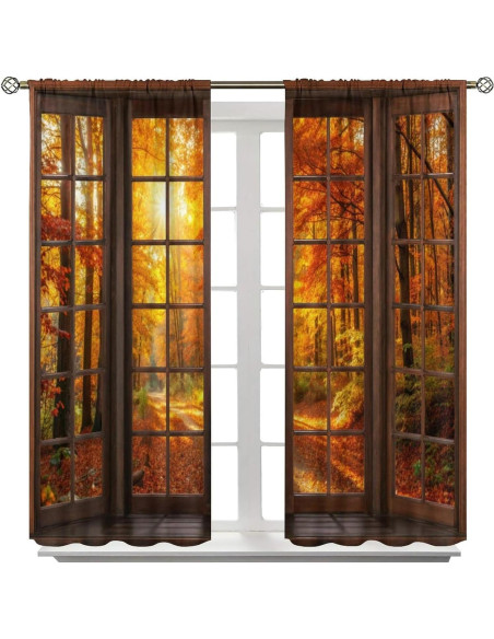 Cortinas de Paisaje Otoñal ShiTingYu 2 Paneles 106x114 cm Cortinas de Paisaje Otoñal ShiTingYu 2 Paneles 106x114 cm