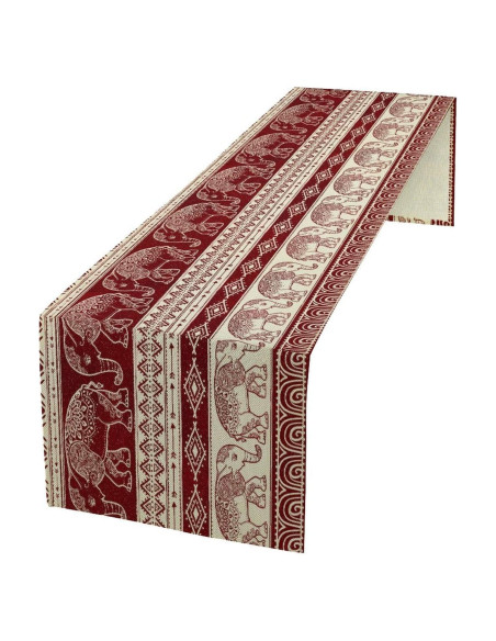 Camino de Mesa Elefante Azteca 33x228 cm Decoración Boho Camino de Mesa Elefante Azteca 33x228 cm Decoración Boho