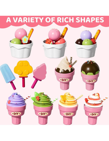 Kit de Arcilla Secado al Aire Beby Buty Juguetes de Helado 80 PCS
