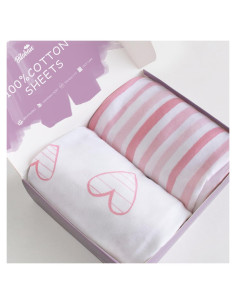 Sábanas para Cuna Biloban 100% Algodón Rosa 2 Piezas