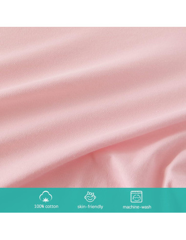Sábanas para Cuna Biloban 100% Algodón 2 Piezas Blanca y Rosa