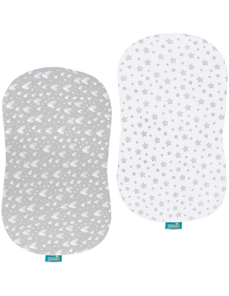 Sábanas para Cuna Biloban 100% Algodón Jersey Gris 2 Piezas Sábanas para Cuna Biloban 100% Algodón Jersey Gris 2 Piezas