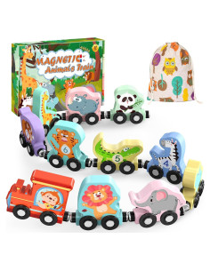 Set de Tren de Animales de Madera Zeoddler 11 Piezas Montessori