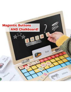 Laptop de Madera BEKILOLE 30x30 cm Juguete Educativo 2