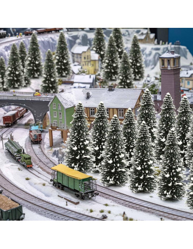 Evemodel Árboles de Pino Nieve 100mm 20PCS Diorama Invierno
