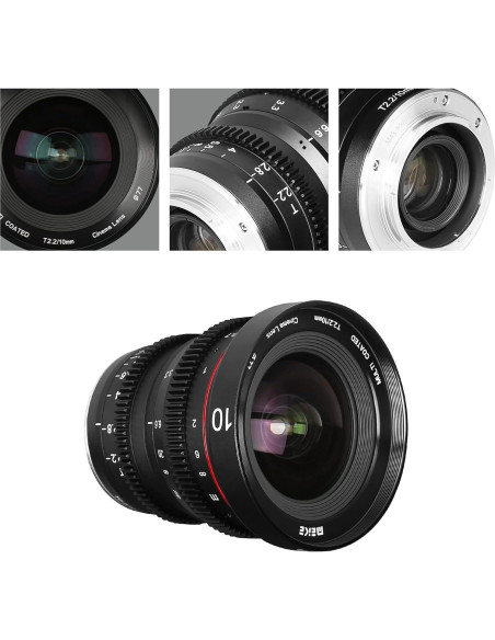 Lente Cine Meike 10mm T2.2 Micro Cuatro Tercios 0.78kg Lente Cine Meike 10mm T2.2 Micro Cuatro Tercios 0.78kg