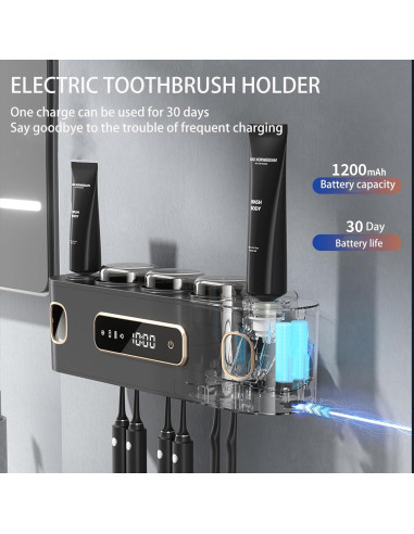 Soporte para Cepillos de Dientes Wekity Gris con Dispensador Automático