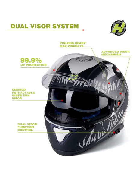 Casco HAX Impulse XL Negro Doble Visor y Ventilación Casco HAX Impulse XL Negro Doble Visor y Ventilación