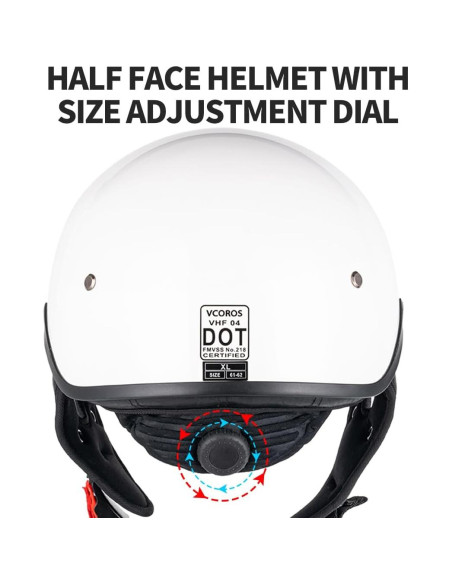 Casco de Media Cara VCOROS VHF04 Blanco Brillante Ajustable Casco de Media Cara VCOROS VHF04 Blanco Brillante Ajustable