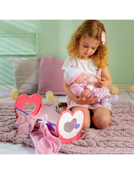 Muñeca JC Toys La Newborn 35,56 cm con Cuna Rosa 10 Piezas Muñeca JC Toys La Newborn 35,56 cm con Cuna Rosa 10 Piezas
