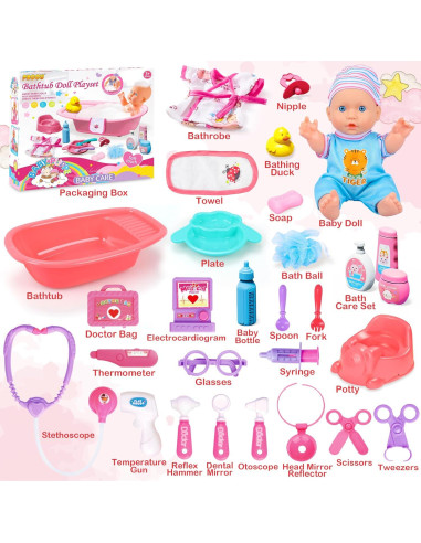 Set de Baño y Doctor 30PCS PROOU para Muñecas