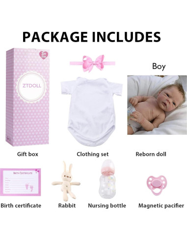 Muñeca Bebé Renacido AFEWD 45.72 cm Realista con Accesorios