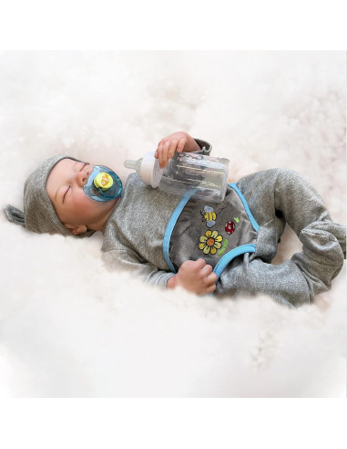 Muñeca bebé renacida FOCKOF 43 cm con accesorios azul