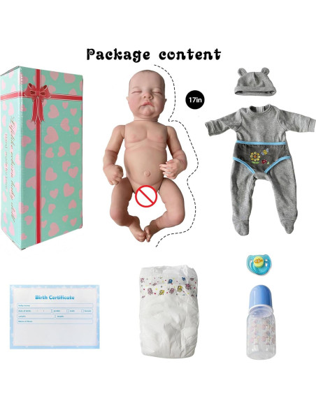 Muñeca bebé renacida FOCKOF 43 cm con accesorios azul Muñeca bebé renacida FOCKOF 43 cm con accesorios azul