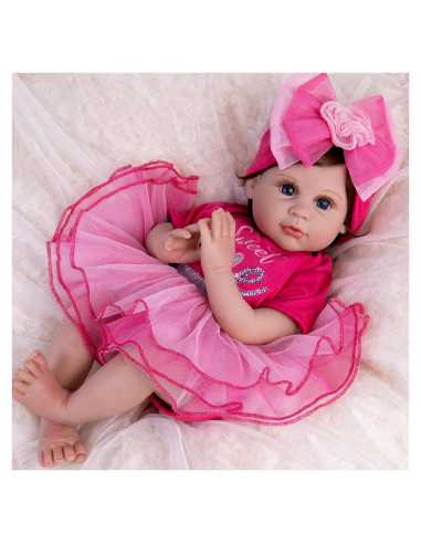 Muñeca Reborn Aori 22 cm Realista con Vestido Rosa