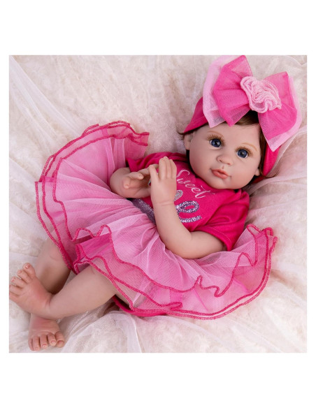 Muñeca Reborn Aori 22 cm Realista con Vestido Rosa Muñeca Reborn Aori 22 cm Realista con Vestido Rosa