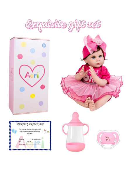 Muñeca Reborn Aori 22 cm Realista con Vestido Rosa Muñeca Reborn Aori 22 cm Realista con Vestido Rosa