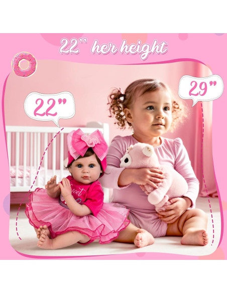 Muñeca Reborn Aori 22 cm Realista con Vestido Rosa Muñeca Reborn Aori 22 cm Realista con Vestido Rosa