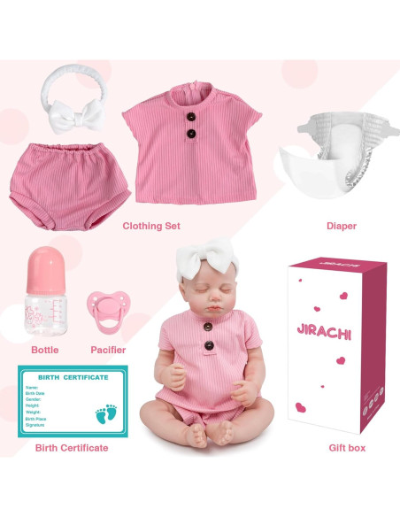 Muñeca Reborn Jirachi 46 cm Rosa con Ropa y Accesorios Muñeca Reborn Jirachi 46 cm Rosa con Ropa y Accesorios