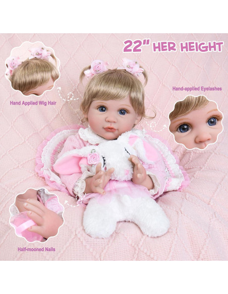 Muñeca Reborn Aori 22 Pulgadas Realista con Accesorios Muñeca Reborn Aori 22 Pulgadas Realista con Accesorios