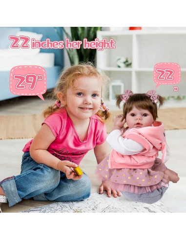 Muñeca Reborn Aori 22" Niña Realista Vinilo Suave