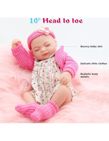 Muñeca de Bebé JRLCGYP 25,4 cm Silicona Realista Durmiendo