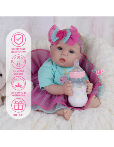 Muñeca Reborn Realista Milidool 45.72 cm Niña con Cuerpo Suave