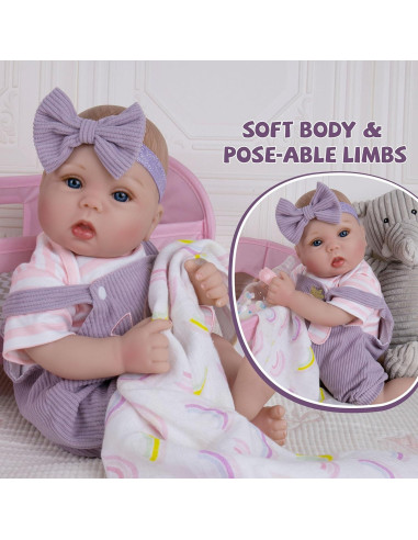 Muñeca de bebé renacida Milidool 45.72 cm realista con biberón