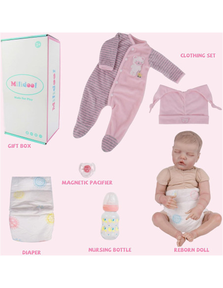 Muñeca Reborn Milidool Kayla 43 cm Realista con Accesorios Muñeca Reborn Milidool Kayla 43 cm Realista con Accesorios