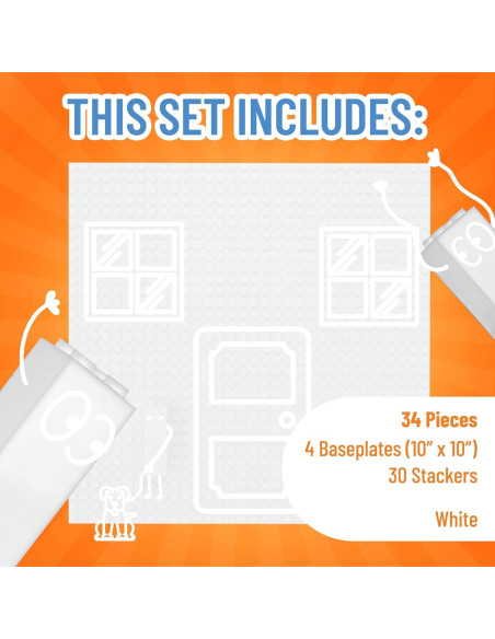 Placas Base Apilables Strictly Briks 4 Blancas 25,4 cm Placas Base Apilables Strictly Briks 4 Blancas 25,4 cm