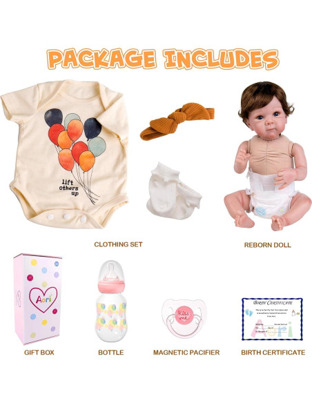 Muñeca Reborn Aori 50.8 cm Realista con Set de Regalo Muñeca Reborn Aori 50.8 cm Realista con Set de Regalo